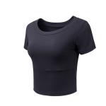 Seamless Lightweight Yoga Shirts Cool-dry Sports Crop Tops Short Sleeve Fitness