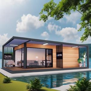 Quality Modern Design 20ft/40ft Prefabricated Container House with Wooden Glass House wholesale