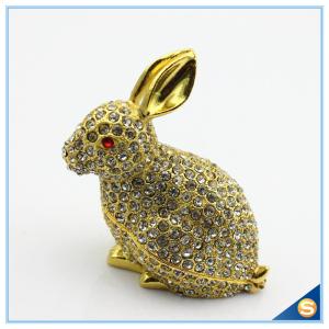 Quality Handcraft Metal Rabbit Shape Trinket Box Full Of Rhinestone Lucky jewelry Box SCJ688-1 wholesale