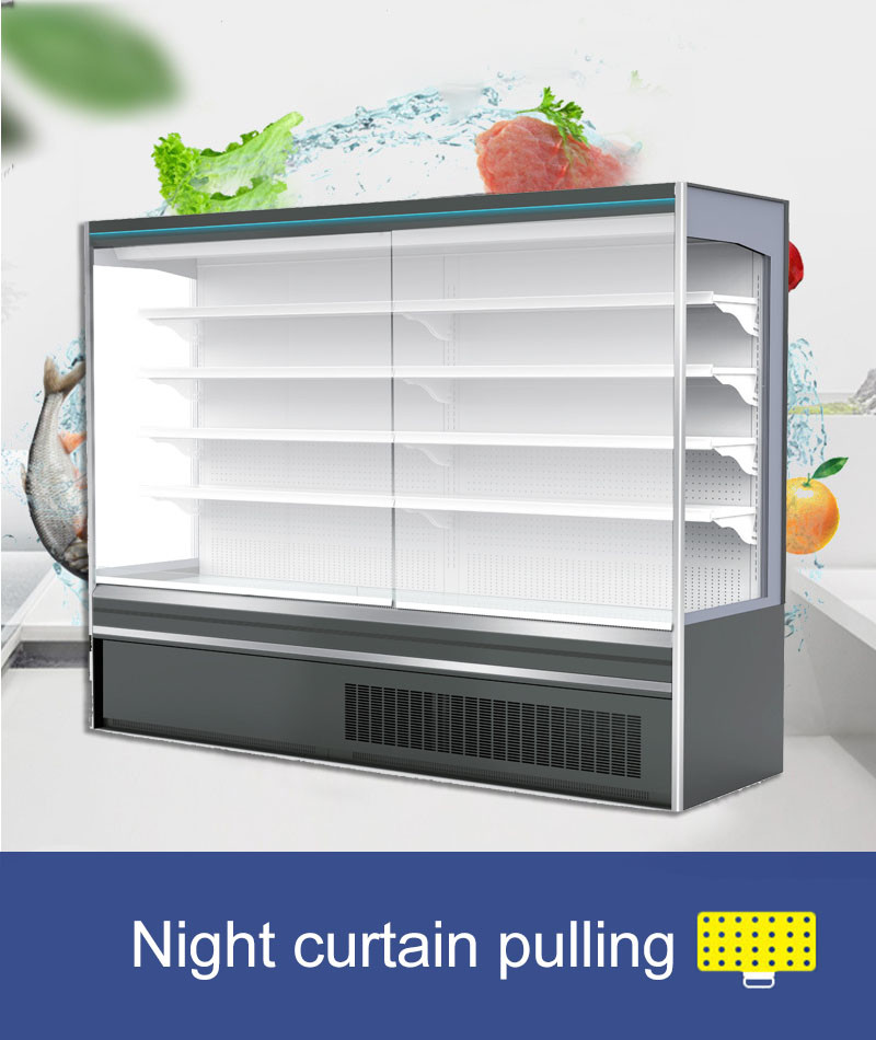 Fruit Vegetable Open Showcase Chiller LED 4 Layers Food Display Refrigerator