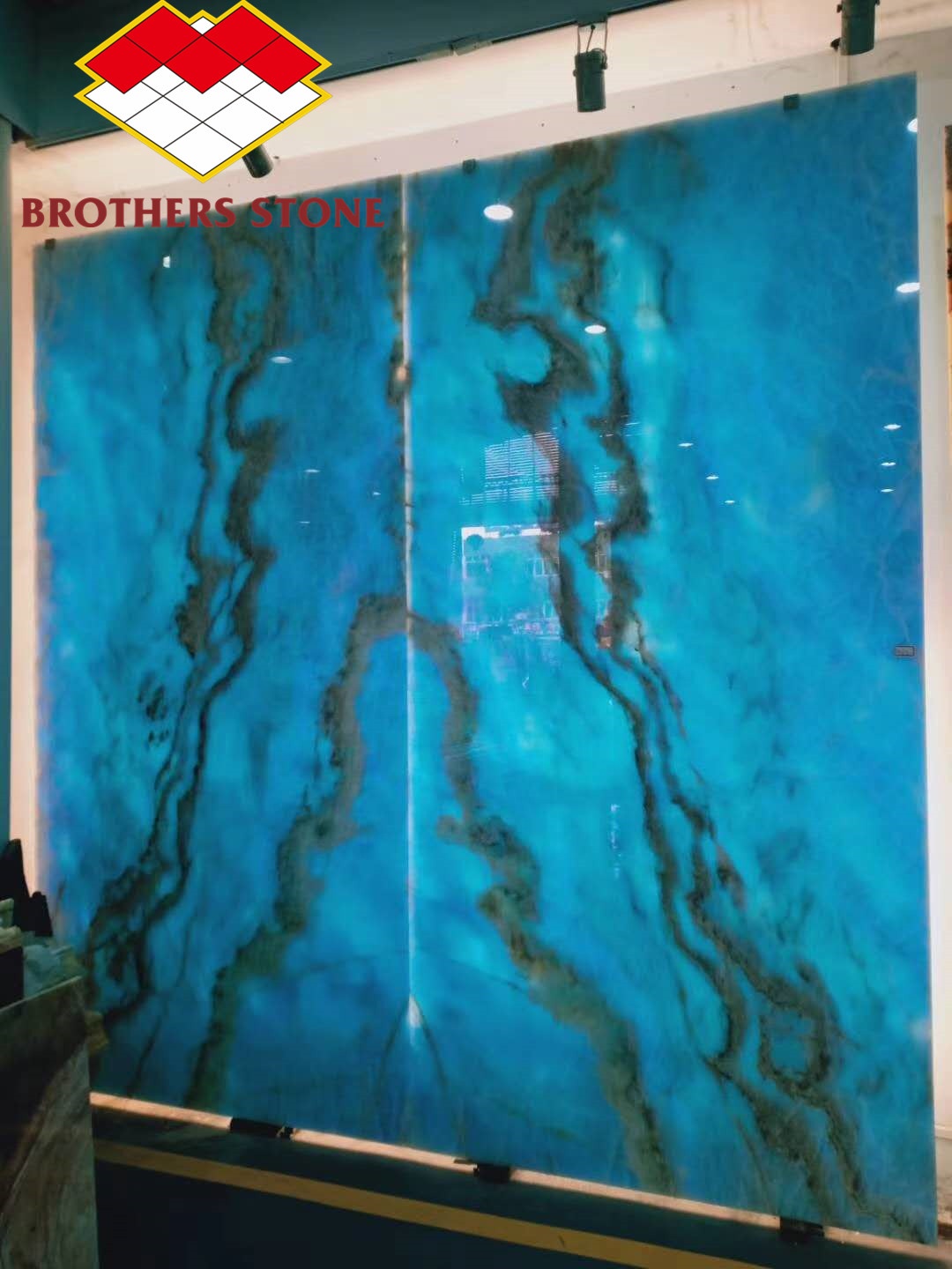 Modern Floor Revolution Translucent Blue Jade Onyx Stone Tiles for Wall and Floor