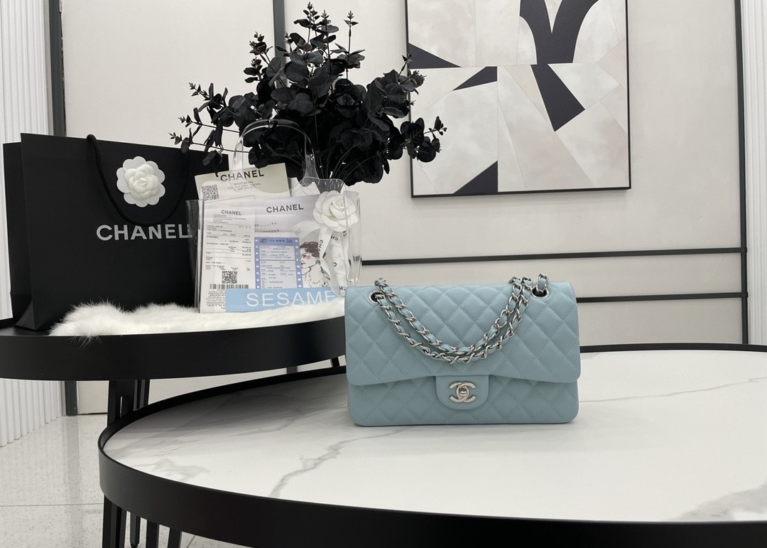 Ball Caviar Womens Chain Bag Calf Skin Inside Suede 25cm Length