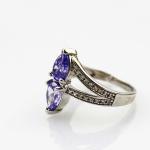 925 Silver 5mmx7mm Purple Cubic Zirconia Ring (JR042)