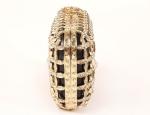 Gorgeous Laser Cut Metallic Hard Case Clutch Bag Luxury Beaded With Chain