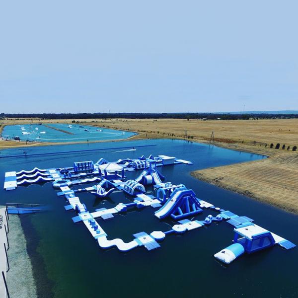 Perth Lake Commercial Inflatable Water Park / Customized Huge Floating Water