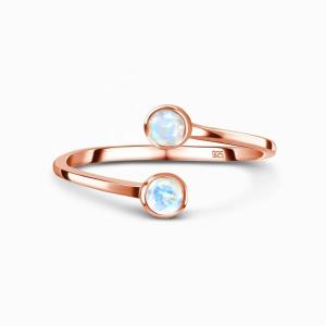 Quality Adjustable 925 Sterling Silver Faceted Rainbow Moonstone Jewelry Round Shape wholesale
