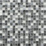 Black white crack crystal glass mix metal mosaic tile silent style