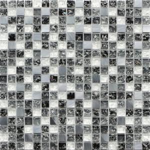 Quality Black white crack crystal glass mix metal mosaic tile silent style wholesale