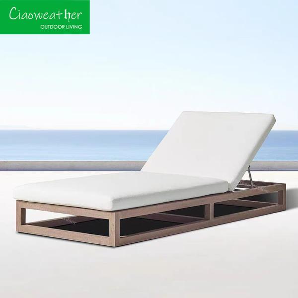 Outdoor Villa Hotel Garden Terrace Wooden Bed Lounge Chair with Solid Wood Style