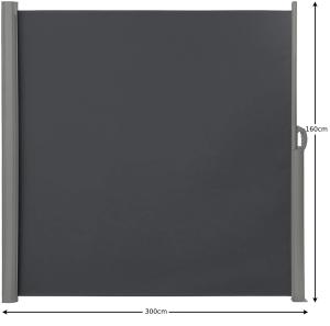 Quality Side Awning, Full Aluminium Frame, 160x300 cM, Dark Grey, Side Canopies wholesale