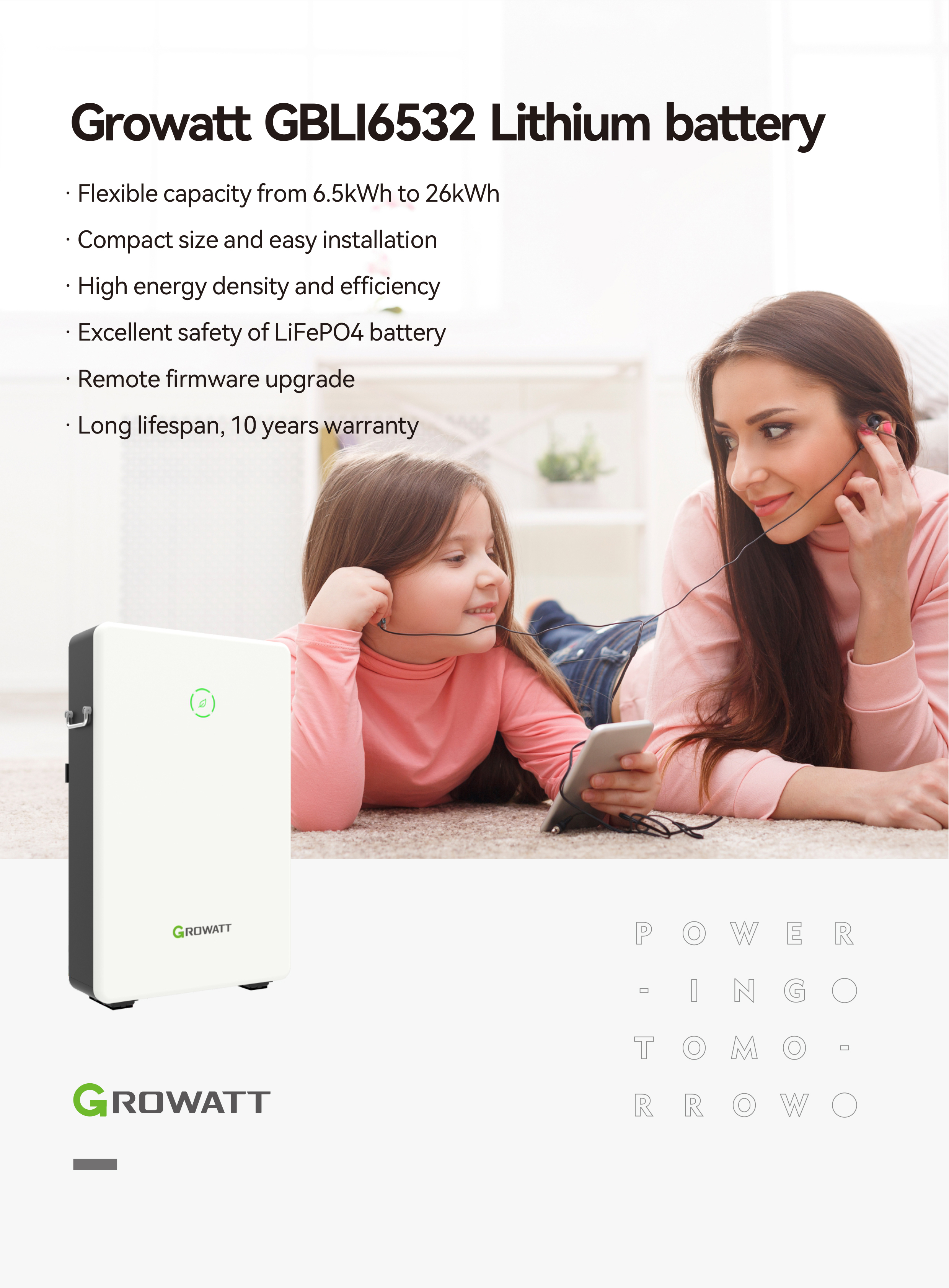 2024 Growatt GBLI6532 LiFePO4 Battery Pack for Solar System The discharge rate 0.5c