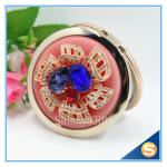 Shinny Gifts Luxury Crystal Cosmetic mirror Round Shape Metal Pocket Mirror