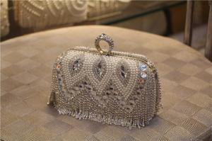 Quality High-end European and American high-grade diamond pearl evening bag banquet bride tassel Clutch wholesale