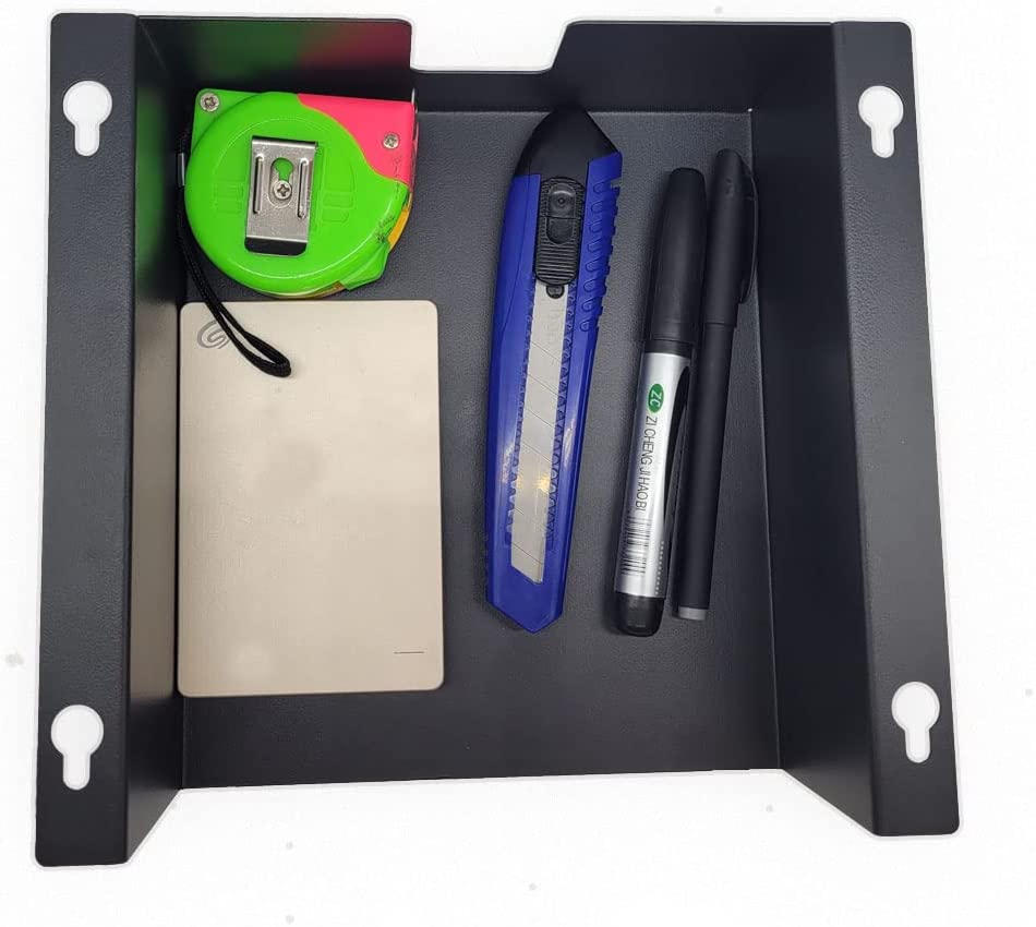Rectangle Under Desk Drawer with Hidden Storage and Steel Earphone Hanger Hook Holder