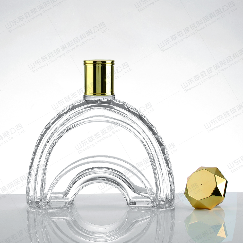 Customizable Logo Half Moon Shape Glass Bottle for Wine 100ml 200ml 375ml 500ml 750ml