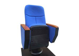Quality BS5852 Blue Auditorium Theater Seating Movie Theater Chair Wood Armrest Padded With Fabric wholesale