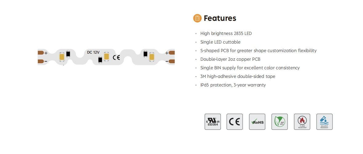 IP65 Flexible LED Strips Easy To Bend S Shape LED Strip For Bar Decoration