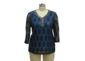 Quality Sunflower ElastIc Lace Ladies Casual T Shirts With Anti Silver Beads Neckties wholesale