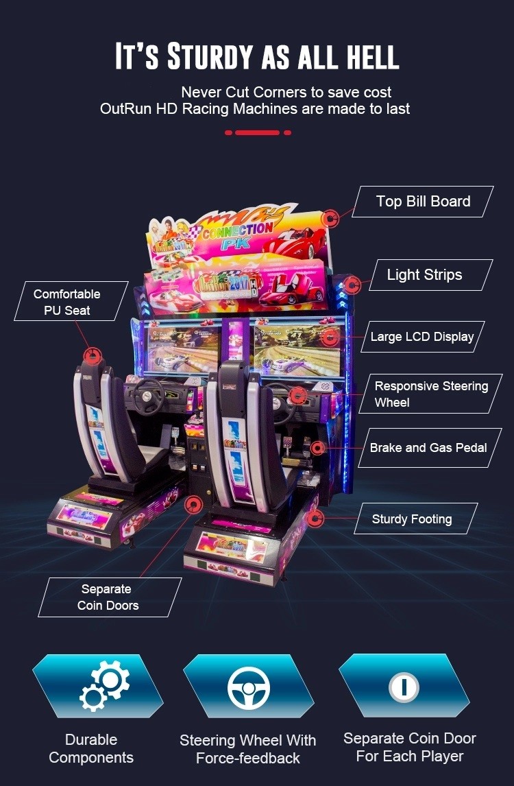 Arcade 32 Inch Outrun Racing Game Simulator Machines Red Color 110v/220v