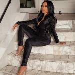 Casual Women Bodycon Jumpsuit , Breathable Velvet One Piece Jumpsuit