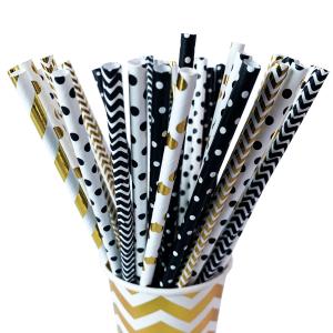 Quality Striped Pattern Paper Drinking Straws Disposable Recyclable For Party wholesale