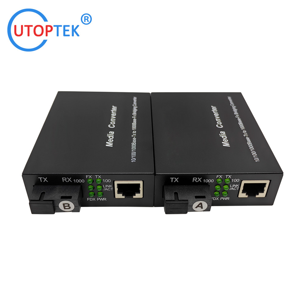 10/100/1000Mbps SM Bidi 20km 1310/1490nm Fast Ethernet Fiber media converter for CCTV Network using