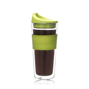 Quality Double Wall 433ml Coffee Glass Mug High Borosilicate Travel Use wholesale