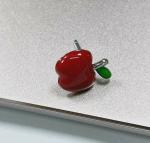 Delightful Red and Green Enamel Apple Earrings for Little Girls in 925 Sterling