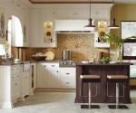 Solid Wood Fitted Carving Kitchen Cabinet Set in American Classic Gray with Flat