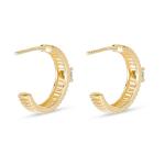 Ladies Cubic Zirconia Diamond Hoop Earrings Brass Round Brilliant Cut