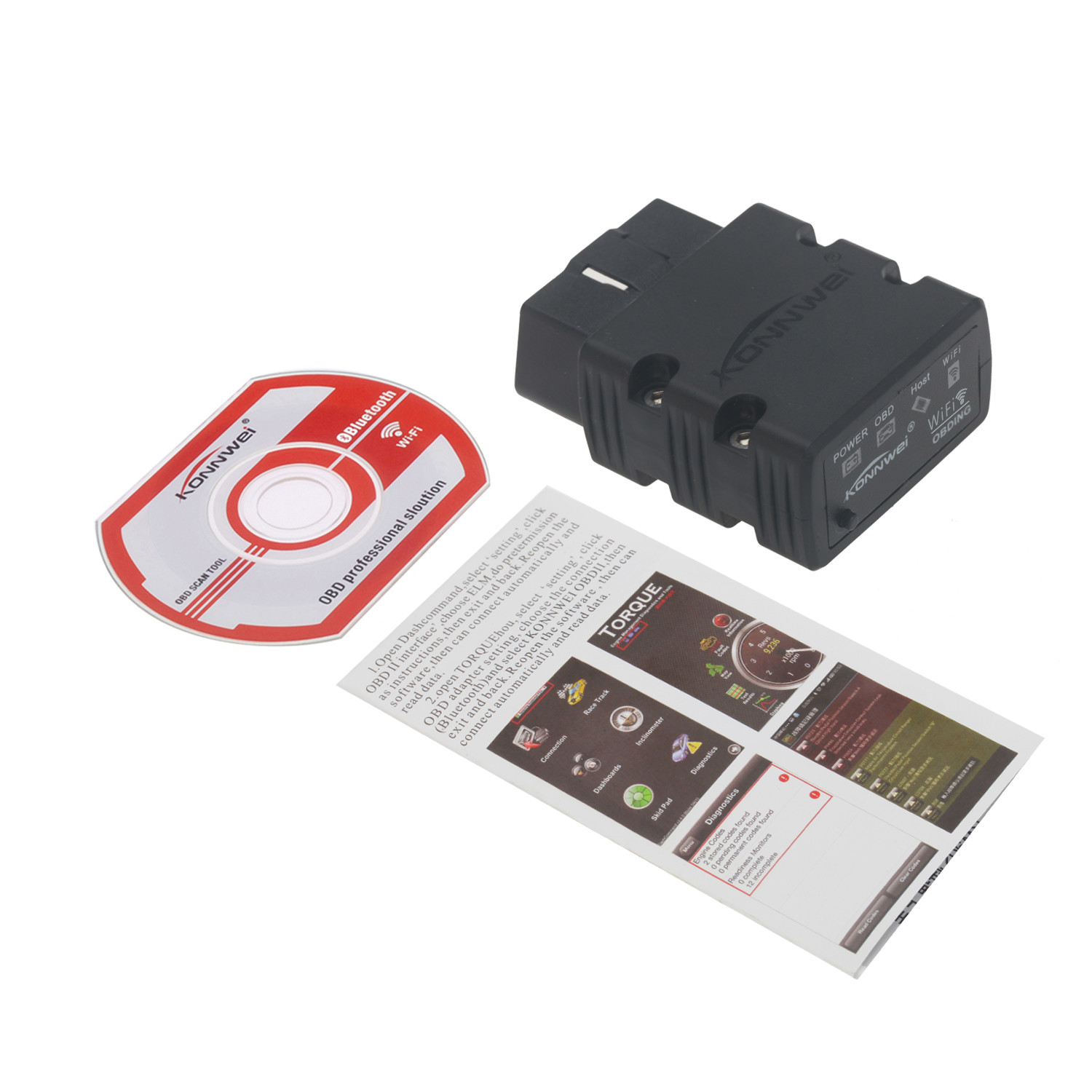 Waterproof Konnwei Car Diagnostic Scanner AUTEL KW902 Wifi Obd2 Gps Tracker 0.77w 1w 12v