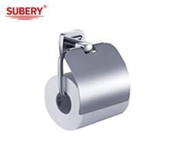 Quality Bathroom Single Toilet Roll Paper Holder Brass Chrome Color OEM Brass Base Square With Curve Design wholesale