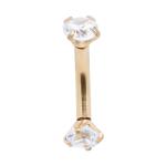 Double Zircon Gems Men'S Eyebrow Piercing Jewelry Gold 16G 6mm