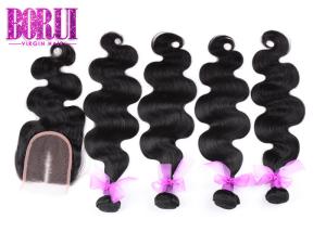 Quality 3/4 Bundles Malaysian Body Wave Bundles , Malaysian Water Wave With Closure wholesale