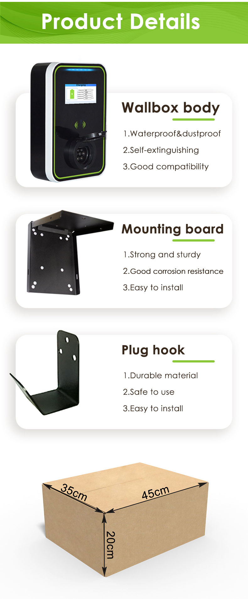 Ev Charger Electric Car Wall Mounted Ev Charger 7kw One phase 32A With Plug And Play