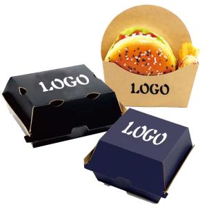 Quality Customized hamburger box eco-friendly and biodegradable kraft paper food packaging wholesale