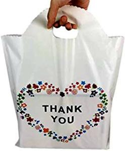 Quality Durable Custom Logo Reusable Shopping Bags , Thank You Floral Merchandise Shopping Bags wholesale