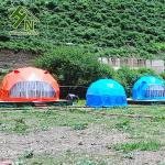 White Blue Yellow 2 People Small Geo Dome Tent For Living Multi Functional