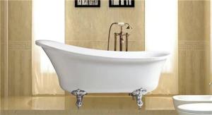 Quality Classical 67 Inch Acrylic Soaking Tubs , Zinc Alloy Claw Foot Freestanding Slipper Tub wholesale