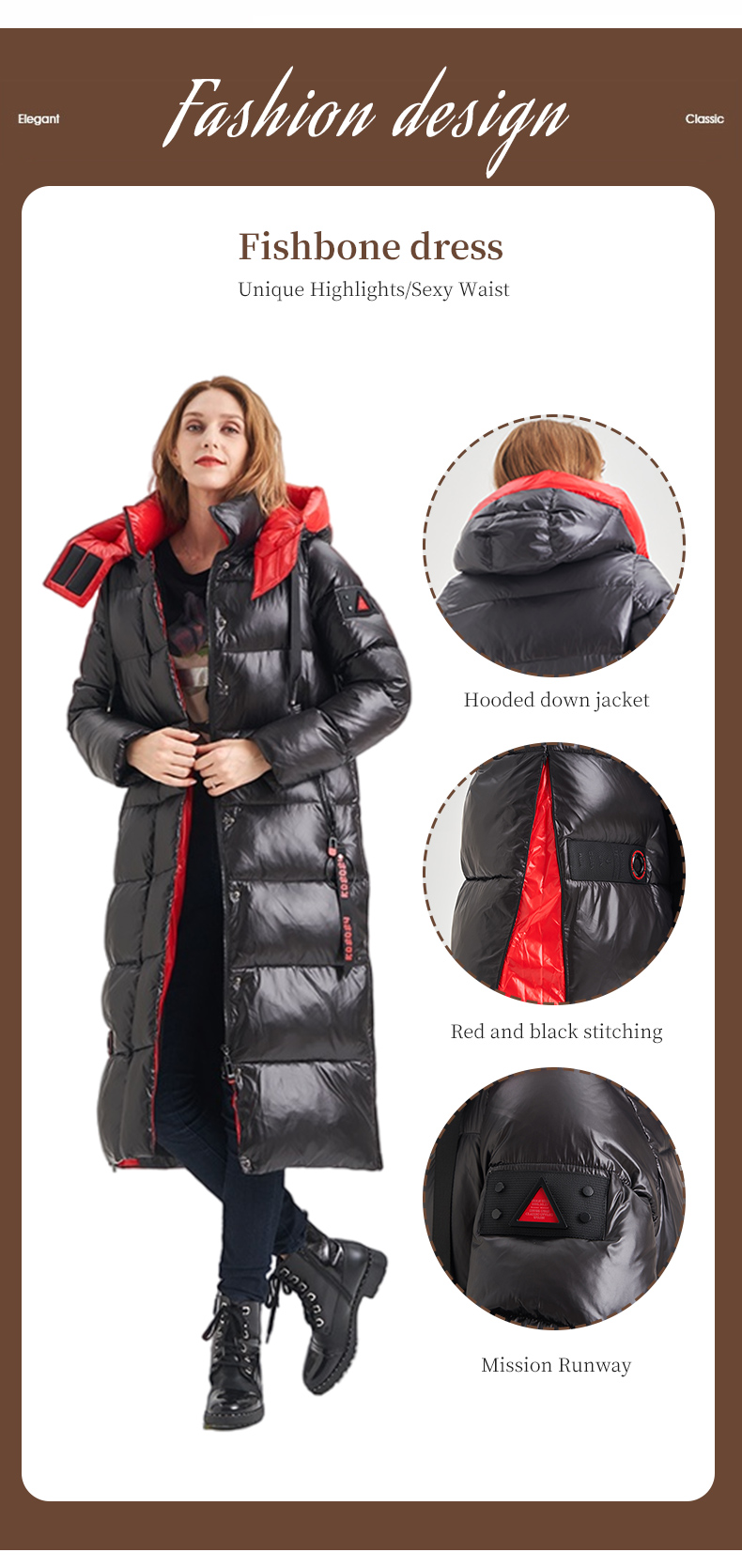 FODARLLOY Fall Winter Women Middle and long cotton-padded lady winter coat zipper two large size cotton-padded lady with hat