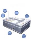 Soundless 500L Glass Top Island Freezer , Sliding Chest Freezer Supermarket