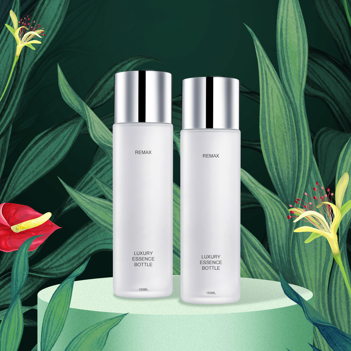 Modern Elegant 30ml 50ml Cosmetic Packaging Bottle White Frosted And Silver Cap