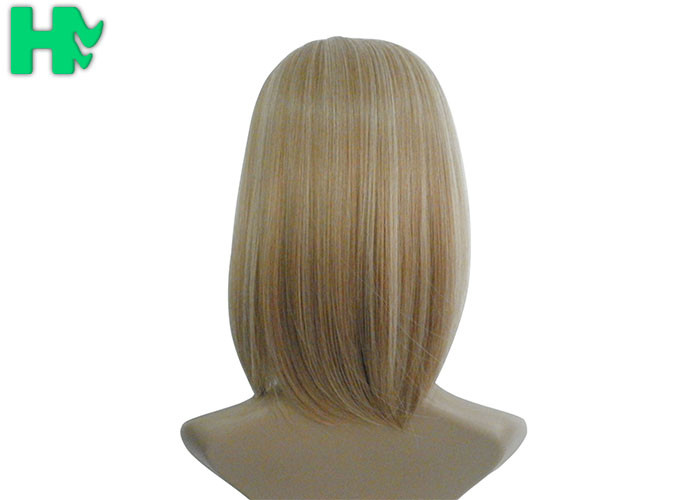 Short Straight Top Closure Synthetic Hair Pieces High Temperature Fiber Blond Hair Wig