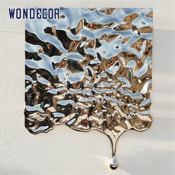 Indoor Metal Wall Art Sculpture Flowing Water Droplets Water Ripple Plate