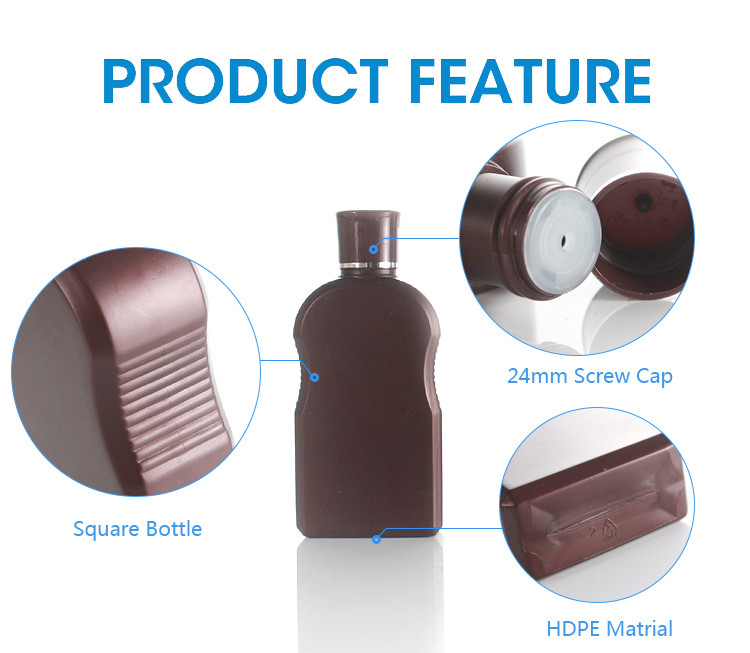 200ml Brown Square Shampoo Pump Bottles 24/415 Screw Cap