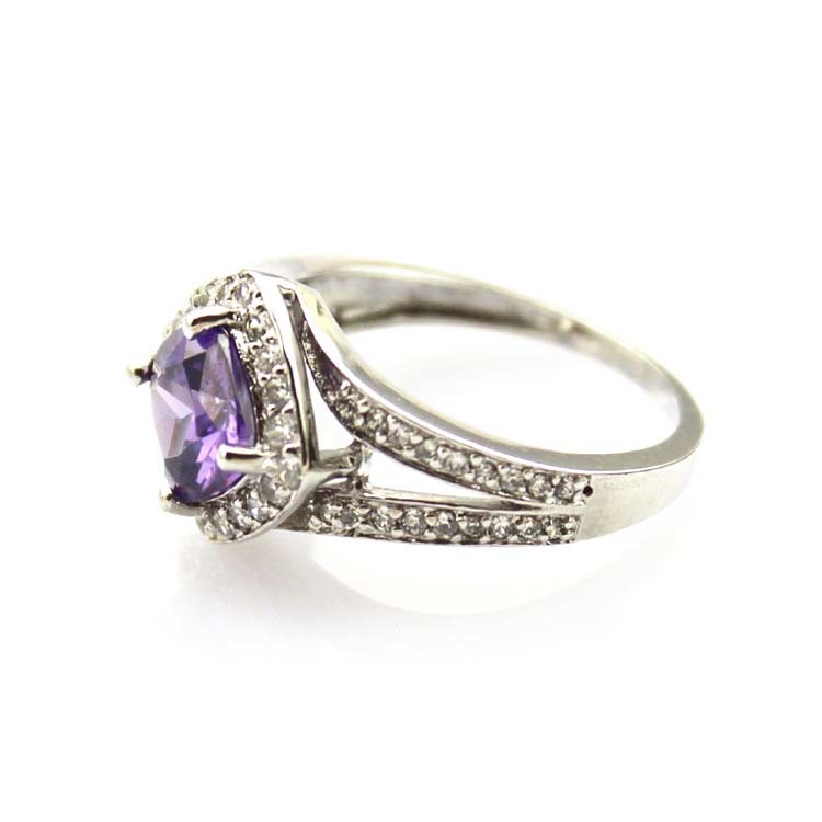 Women Jewelry 925 Silver 7mmx7mm Blue Topaz Square Cubic Zirconia Ring(FR022)