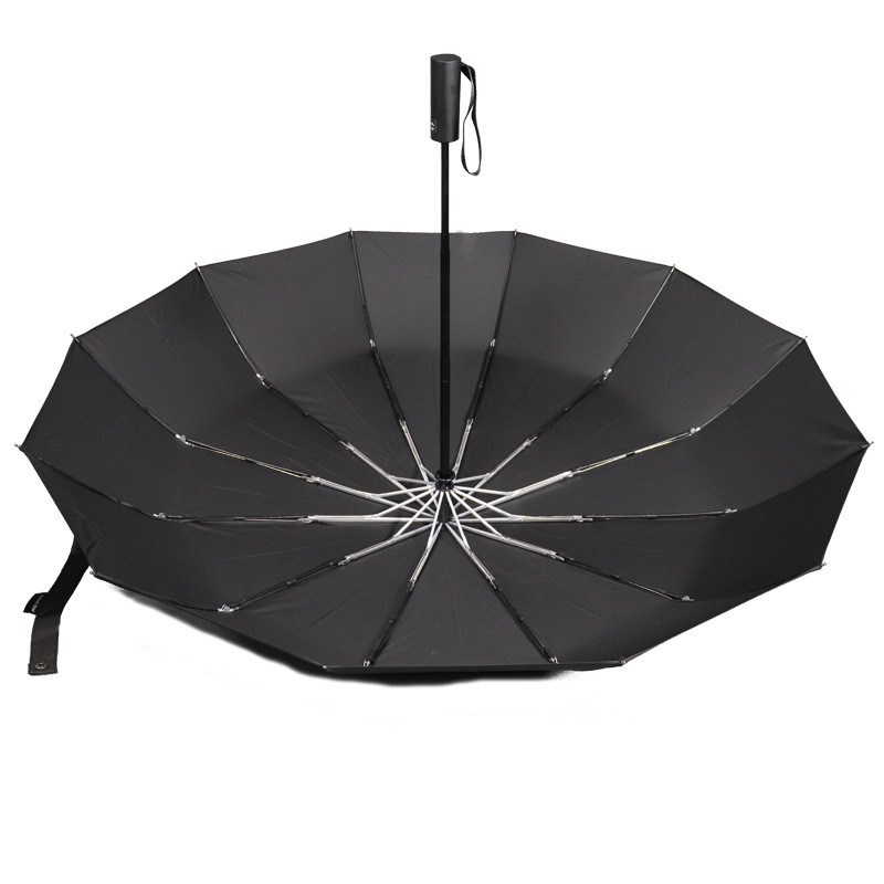 12 Panels Business Pongee Cover Three Fold Umbrella Automatic