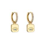 Gold Plated Rhinestone Hoop Earrings