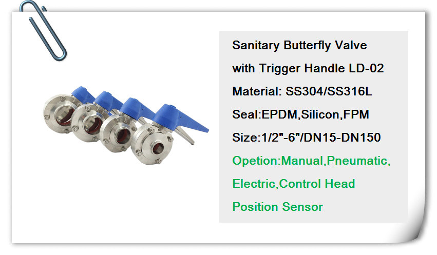 Multi Position Stainless Butterfly Valve , Food Grade Manual Butterfly Valve