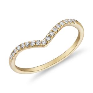 Quality Diamond Chevron Stackable Heart Sytle Fashion Ring in 9K Yellow Gold wholesale